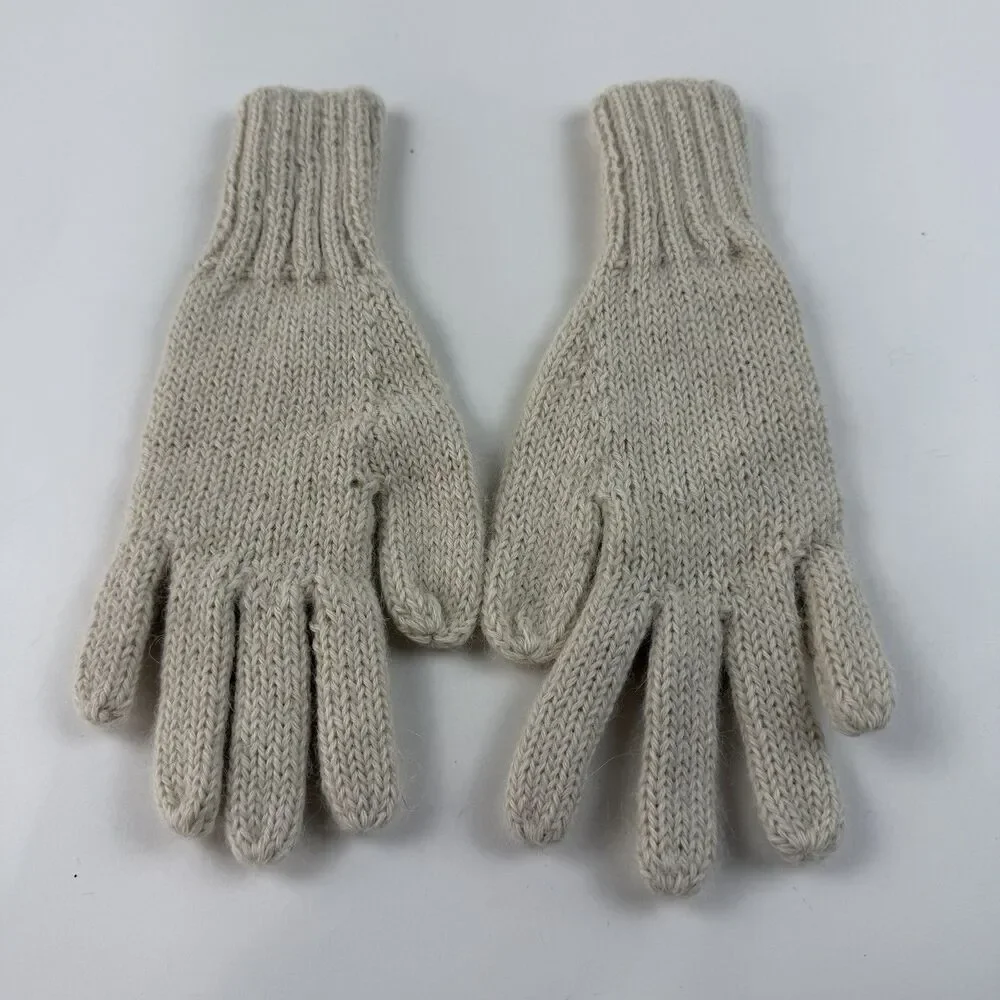 Unbranded Alpaca Cable Knit Womens Gloves Ivory Cream Made in Peru Boho Outdoors